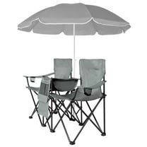 SSyao Double Folding Chair Picnic Cooler Camping Beach with Removable Sun Umbrella