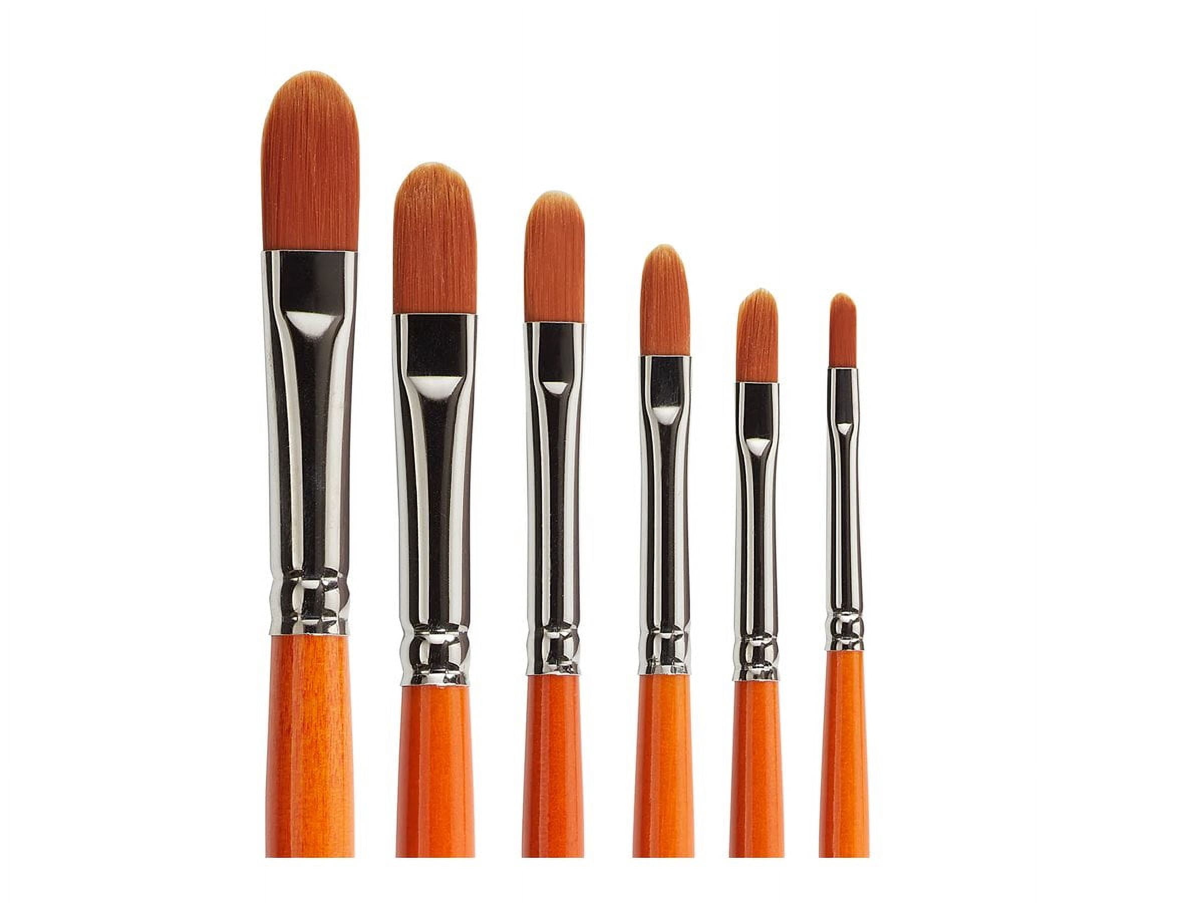 KINGART Radiant 6500 Filbert Series Premium Golden Synthetic Brushes for Acrylic, Oil and Watercolor, Set of 6
