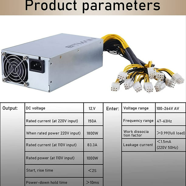 APW7 1800W Power Supply for Bitmain Antminer S9/L3+/A6/A7/R4/S7/E9