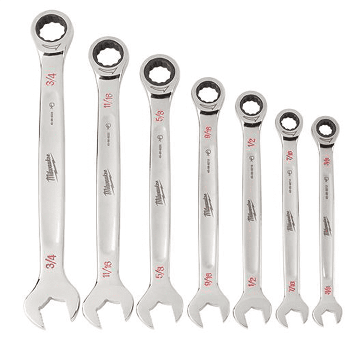 Milwaukee 48-22-9406 SAE Combination Ratcheting Wrench Mechanics Tool Set (7-Piece)