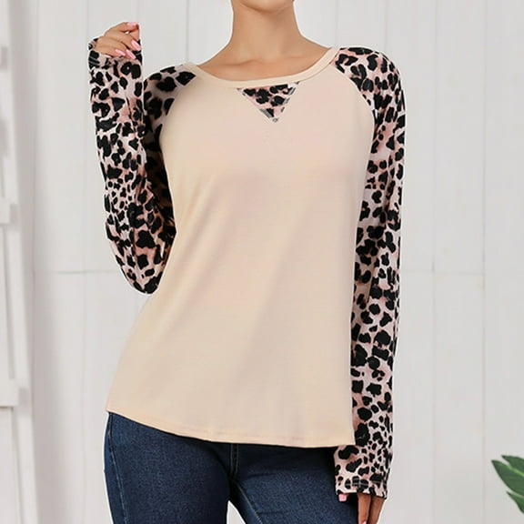 Abcnature Women Autumn Casual T-shirts Autumn Loose Round Neck Contrast Stitching Long Sleeve Blouse Tunic Sweatshirt Pullover Tops Yellow S