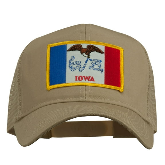 Iowa State Flag Patched Mesh Cap - Khaki OSFM