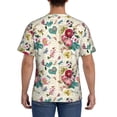 thumbnail image 3 of Vsdgher Bird Butterfly Rose Print Men's Dry Fit Mesh Athletic Shirts Moisture Wicking Tennis T-Shirt Tops, 3 of 9
