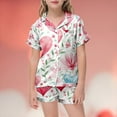 thumbnail image 2 of AJIWYH Valentine's Day Pjs Children's Valentine's Day Printed Short Sleeved Shorts Two Piece Pajama Set (Hot Pink,6-7 Years), 2 of 4