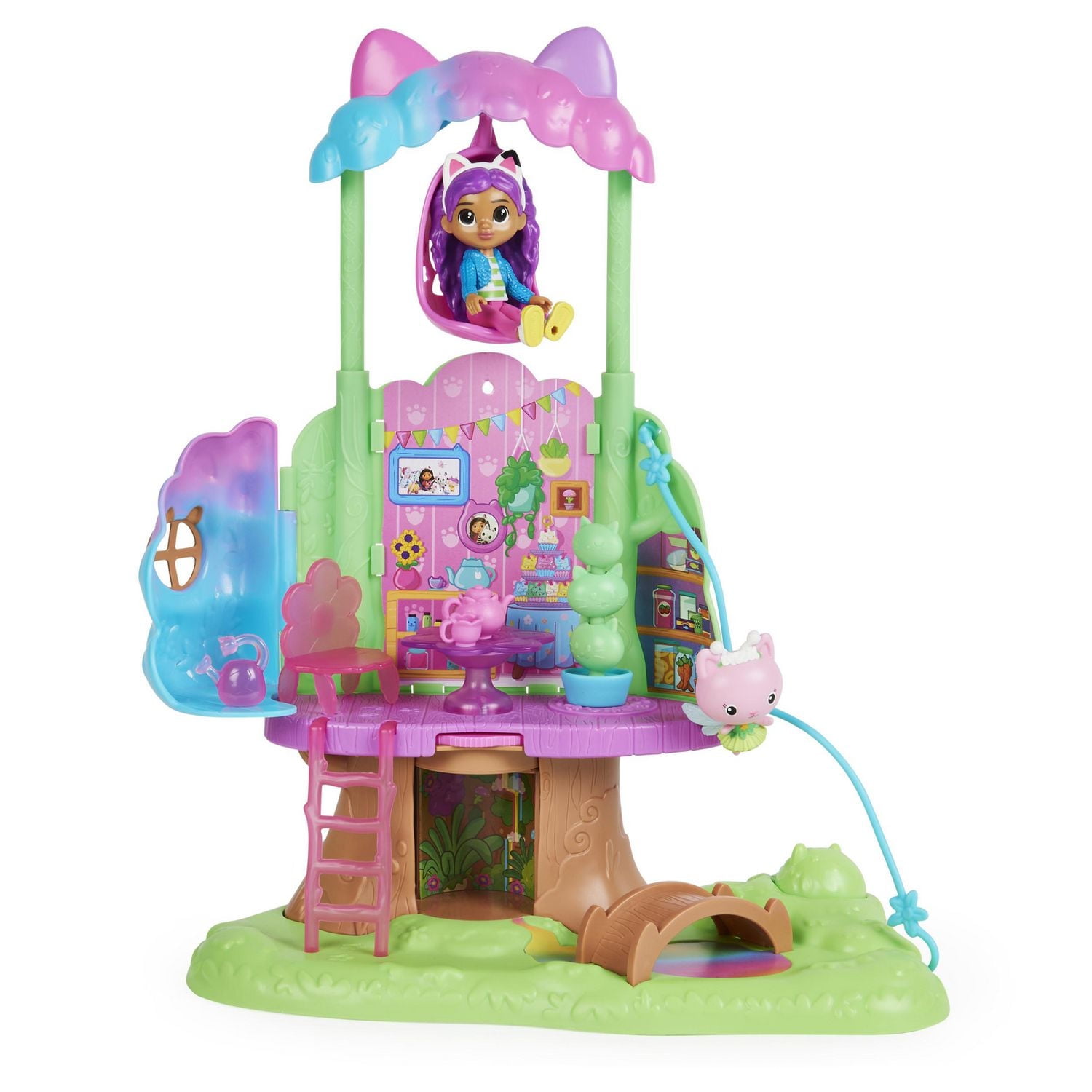 Gabby’s Dollhouse, Transforming Garden Treehouse Playset with Lights, 2 Figures, 5 Accessories, 1 Delivery, 3 Furniture, Kids Toys for Ages 3 and up