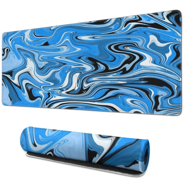 Effortless Gaming & Office Work with Fluid Pattern Large Mouse Pad - 31.5x11.8 inch Full Desk Coverage