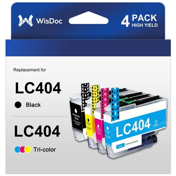 LC404 Ink Cartridge for Brother LC404 LC-404 ink for Brother MFC-J1205W MFC-J1215W MFC-J1205W Printer (Black Cyan Magenta Yellow, 4 Pack)