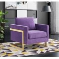 thumbnail image 4 of LeisureMod Accent Arm Chair Upholstered in Velvet with Gold Stainless Steel Sled Base and Removable Back and Seat Cushion No Assembly for Home, Bedroom, Office Lincoln Collection in Purple, 4 of 7
