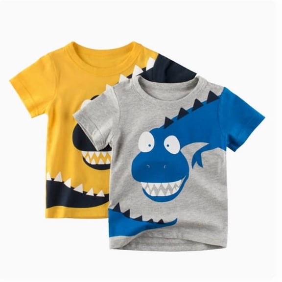 SOFTCCLO Boys T shirts Short Sleeve Crewneck Cartoon Dinosaur Print Graphic Tees Casual Kids T Shirts for Boys 2-3Y