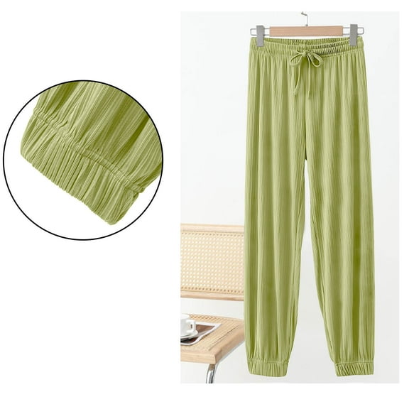 Lounge Pants for Women Cooling Silky Pajama Pants Elastic Waistband Baggy Loose Breathable Sleepwear Bottom