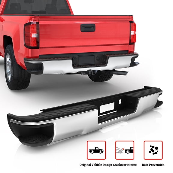 1X Chrome Rear Bumper w/ Hardware For 2014-2018 Chevy Silverado GMC Sierra 1500