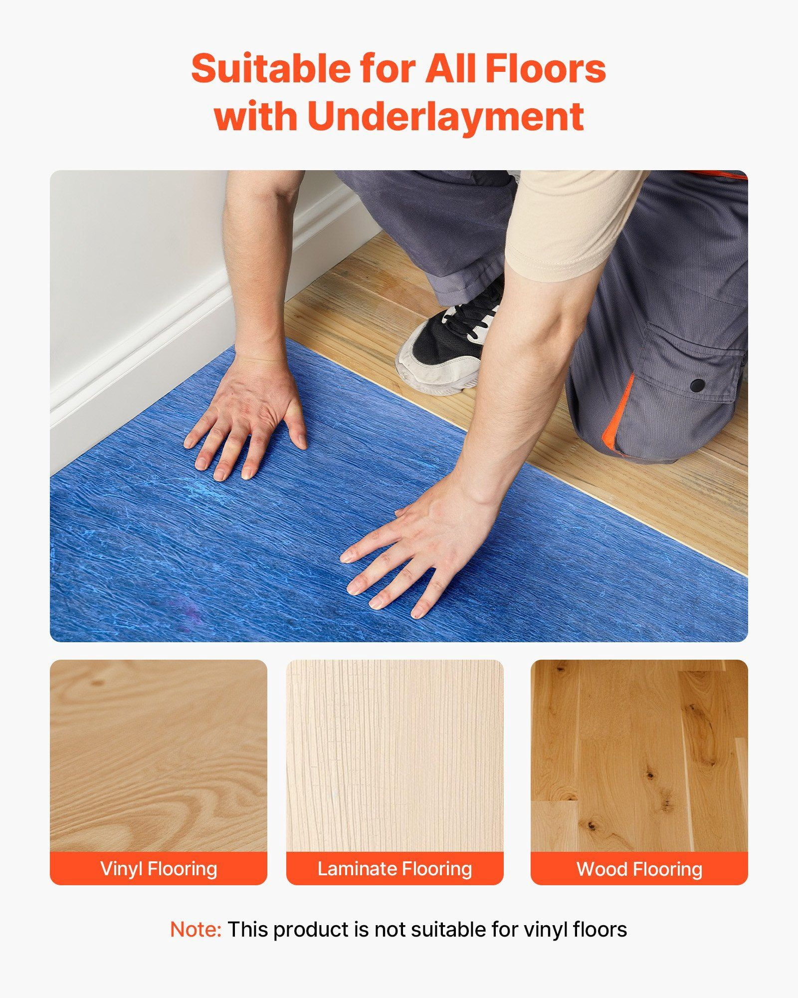 Heavy Duty 3mm Thick Laminate Flooring Underlayment 200 sq ft Roll with Attached Vapor Barrier Soundproof Noise Reduction for Vinyl Wood Flooring