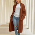 thumbnail image 2 of 2DXuixsh Simple Womens Cardigan Plus Size Elegant Casual Solid Color Lapel Pocket Button Loose Jacket Sweaters Coat Lightweight Soft Outwear Brown Size Xxl, 2 of 8