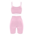 thumbnail image 7 of Women's Workout Set 2 Piece Yoga Outfits High Waist Biker Shorts Leggings Open Back Sports Bra Fitness Gym Clothes Pink, 2XL, 7 of 7