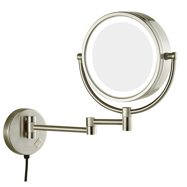 Personal Makeup Mirror Vanity Mirror With Lights Makeup Mirror Wall-mounted LED Light 10X Bath Telescopic Folding Double-sided Makeup Vanity Mirror ,Widely Use