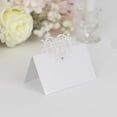 thumbnail image 2 of Efavormart 50 Pack White Wedding Table Name Place Cards with Laser Cut Hollow Heart Design Top, Printable Reservation Seating Tent Cards - 210 GSM, 2 of 11