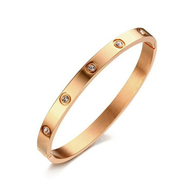 6mm Fashion Womens Crystal Wedding Love Bracelets Bangles Rose