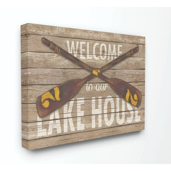 Stupell Industries Welcome Lake House Country Home Word Design Super Canvas Wall Art by Stephanie Workman Marrott