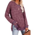 thumbnail image 2 of Femmes Col Rond Pulls Couleur Bloc Manches Longues Côté Fendue Tunique Tops, 2 of 4