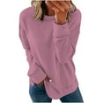 thumbnail image 2 of CLOISE Women Sweatshirt Solid Color Oversized Sweatshirts Crew Neck Long Sleeve Hoodies Shirts Pink Drop Shoulder Basic Blouses Fall Cute Preppy Clothes XL, 2 of 6