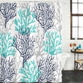 thumbnail image 3 of Navy Blue Teal Grey Coral Coastal Waterproof Fabric Shower Curtain,Summer Beach Nautical Ocean Waterproof Fabric Shower Curtain for Bathroom Bathtubs Shower Curtains with 12 Hooks Extra Long 72x96, 3 of 8