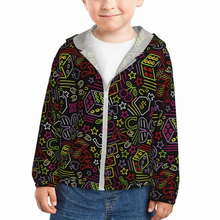 

Lukts Casino Icons Print Children s Long-Sleeved Sun Protection Clothing Hooded Sweatshirts for Boys and Girls Outdoor Sports-5 Years