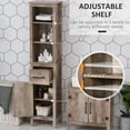 thumbnail image 5 of DUOSONG Kleankin Tall Bathroom Storage Cabinet, Freestanding Linen Tower With 3-Tier Open Adjustable Shelves, And Drawer, Narrow Slim Floor Organizer Brown Particle Board Cabinets, 5 of 9