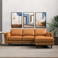 thumbnail image 2 of Austin Modern Tufted Living Room Top Leather Corner Sectional Sofa in Tan, 2 of 6