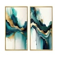thumbnail image 2 of Designart "Teal and Gold Abstract Expressionism II" Abstract Liquid Ink Framed Wall Art Set Of 2 - Turquoise Abstract Framed Canvas Set For Living Room Decor, 2 of 7