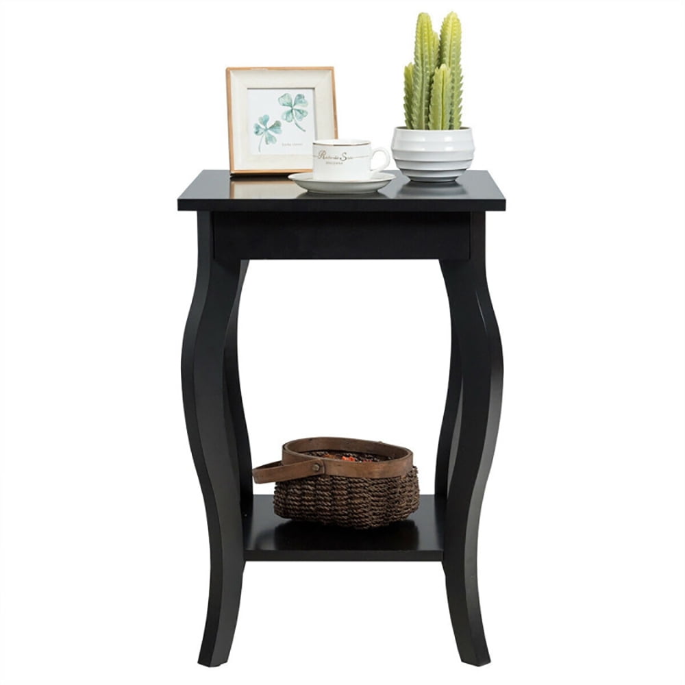 Finihen Round End Side Table, Sofa Couch Table with Storage Shelf, Accent Sofa End Side Table, for Small Spaces, Living Room, Bedroom, Black Finihen Round End Side Table, Sofa Couch Table with Storage Shelf, Accent Sofa End Side Table, for Small Spaces, Living Room, Bedroom, Black