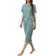 thumbnail image 4 of Conjunto de pijama para mujer INSPIRE CHIC, camisetas de manga corta con encaje y pantalones capri de modal, ropa de dormir para primavera y verano, talla M azul, 4 of 6