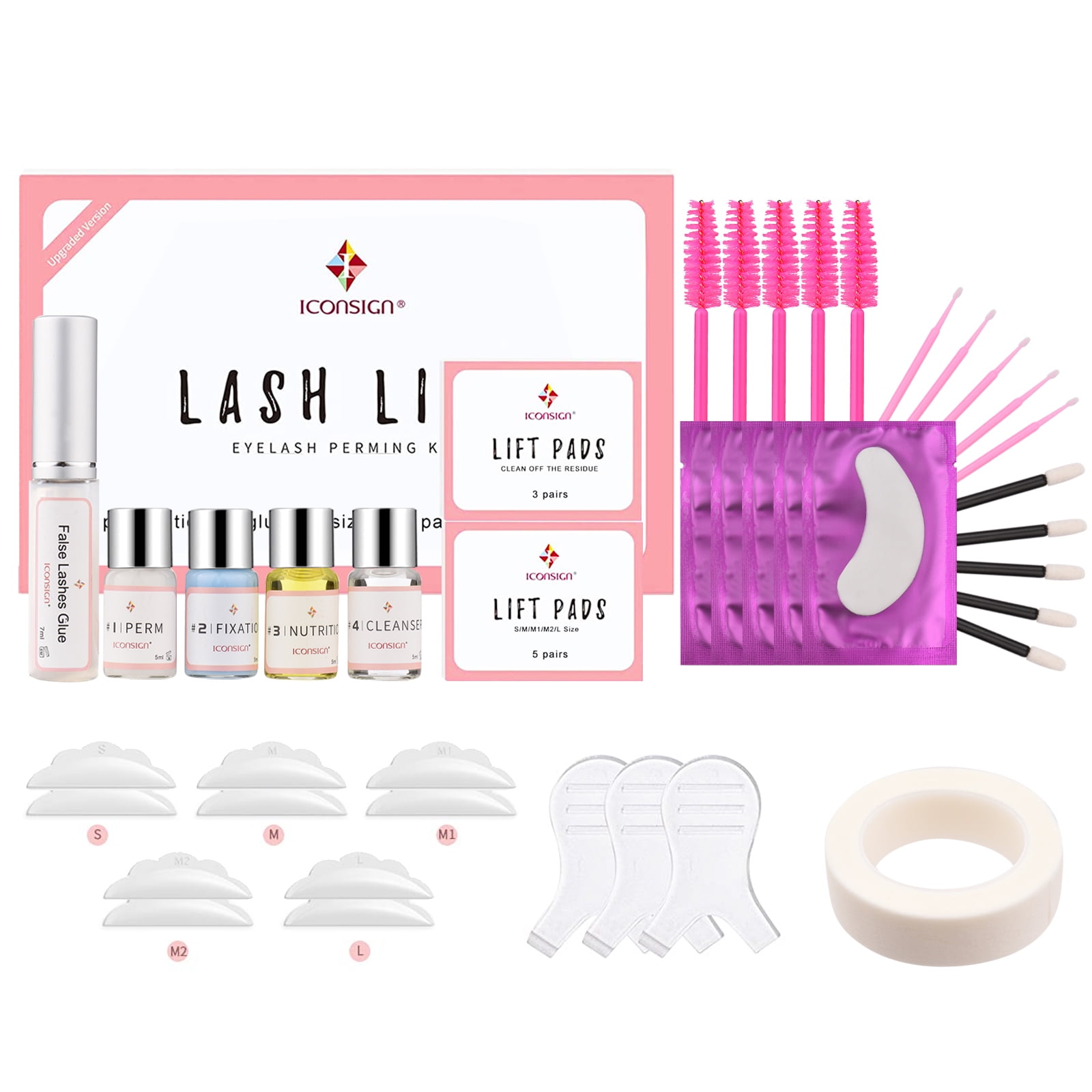ICONSIGN SemiPermanent Lash Lift Kit with Eyelash Perm Set, Curling Kit, Lift Pads and Cleaning