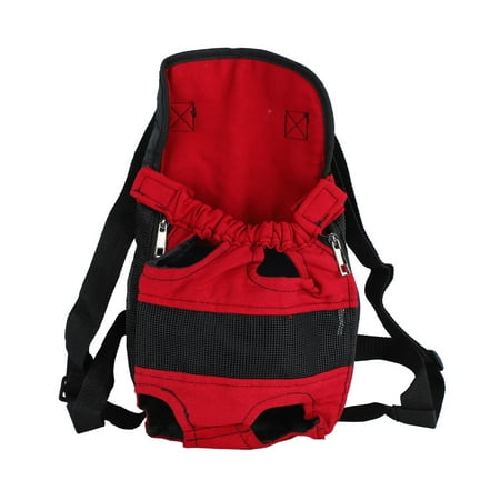 Front Dog Backpack Breathable Adjustable Shoulder Strap Legs Out Puppy Bag Carrier For Travel Cycling Red
