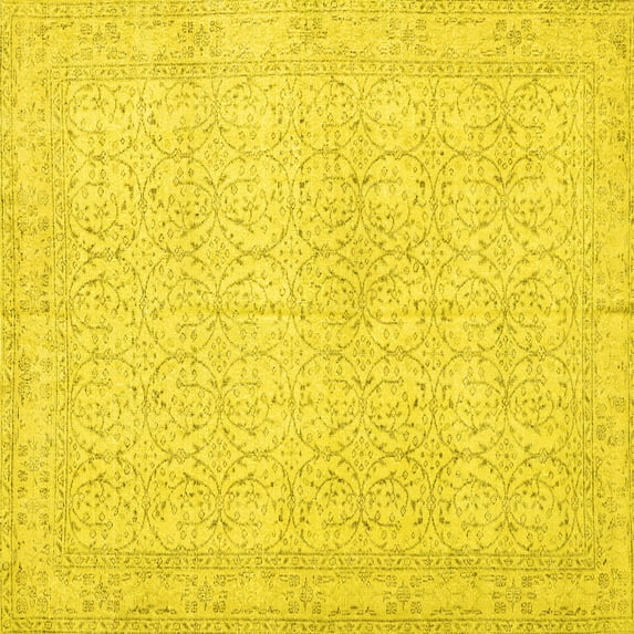 Ahgly Company Indoor Square Persian Yellow Traditional Area Rugs, 3' Square