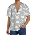 thumbnail image 3 of Xecao offers the Rabbit And Cloud for Men's Casual Short-sleeved Shirt, a button-up collared shirt with a pocket, perfect for beach vacations and yacht travel in the Large size., 3 of 7