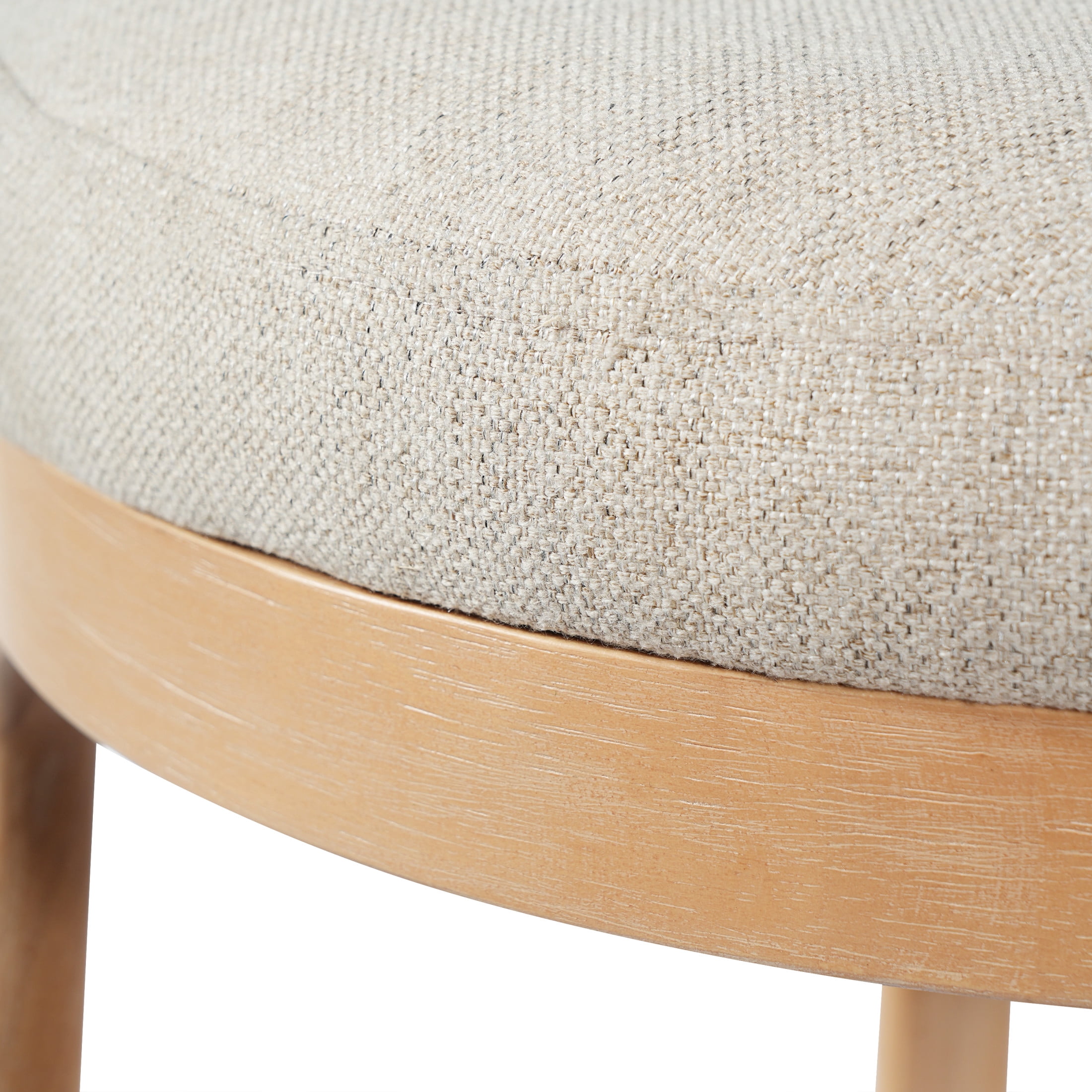 Christopher Knight Home 33"H Wooden Beige Upholstered Counter Stools with Round Seat, Natural Finish, Set of 2