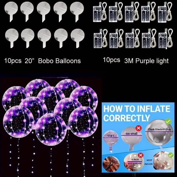 LED String Lights with 20 Bobo Balloons, 20in Transparent Balloons for Birthday Wedding Christmas Party Decor, Battery Powered