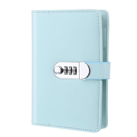 Unique Bargains Diary with Lock Journal Cute Notebook with Pen Card Slot A6 Blue
