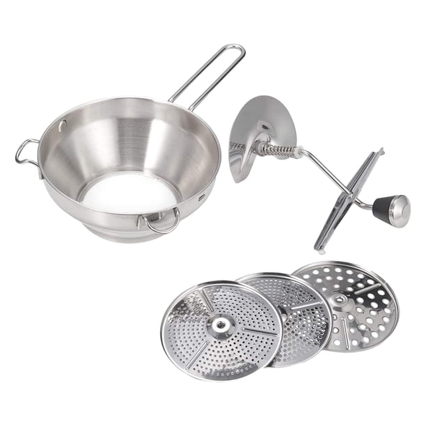 Colador de alimentos de acero inoxidable, 3 tamices adicionales, molino de alimentos giratorio Manual con mango