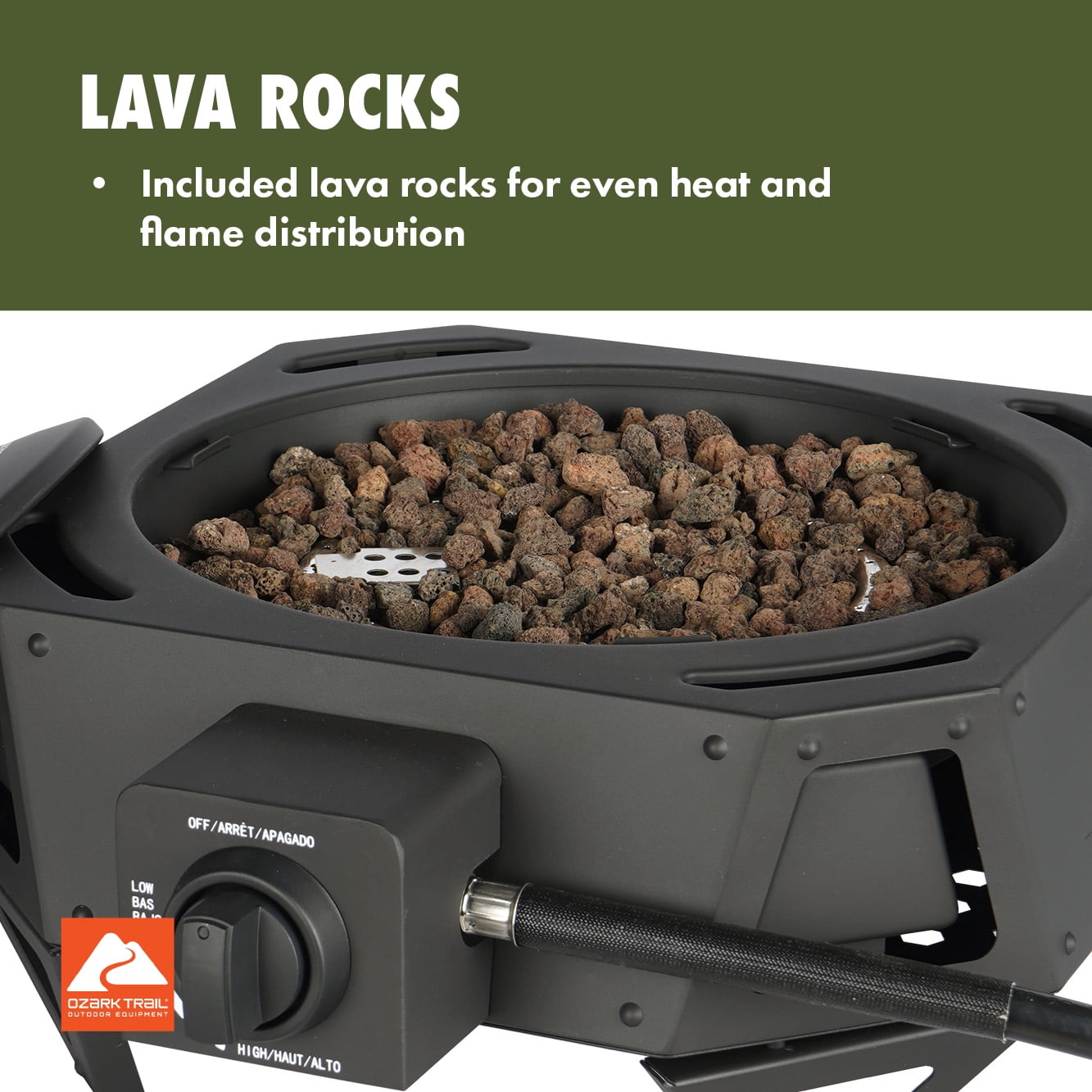 Ozark Trail 15" 54,000 BTU Propane Black Steel Portable Fire Pit with Locking Lid