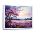 thumbnail image 2 of Designart "Lilacs landscape Pointillism Dot II" Floral Floater Framed Wall Art Living Room, 2 of 7