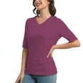 thumbnail image 6 of Casual V Neck T-Shirts for Women, Trendy Half Sleeve Elbow Length Tops, 6 of 6