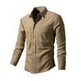 thumbnail image 2 of WREESH Men's Linen Button Down Shirts Long Sleeve with Pockets for a Casual and Comfortable Fit Khaki, 2 of 9