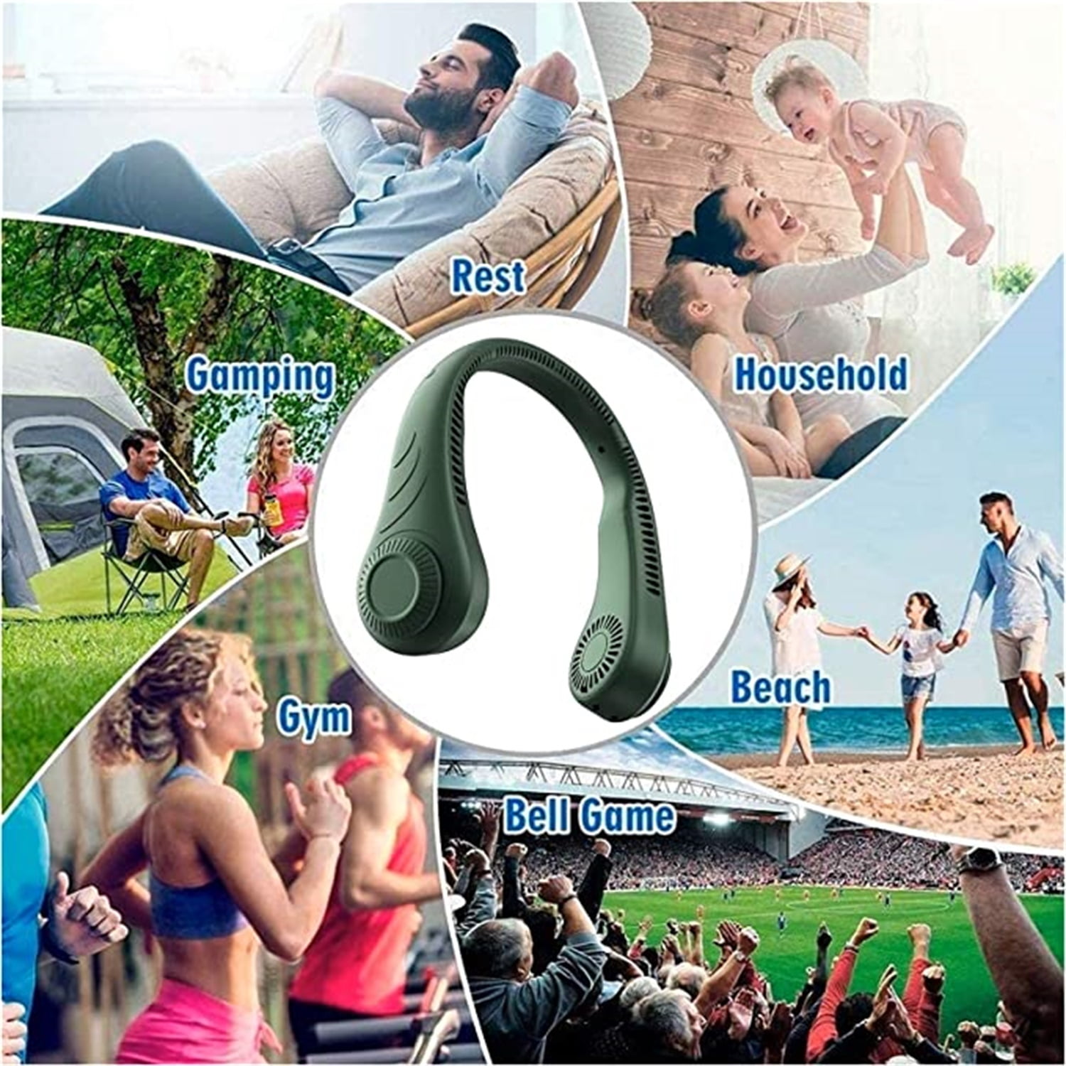 Lowestbest Hand Free Personal Fan, Portable Neckband Sport Fan, 3 Speeds Modes Lowestbest Hand Free Personal Fan, Portable Neckband Sport Fan, 3 Speeds Modes