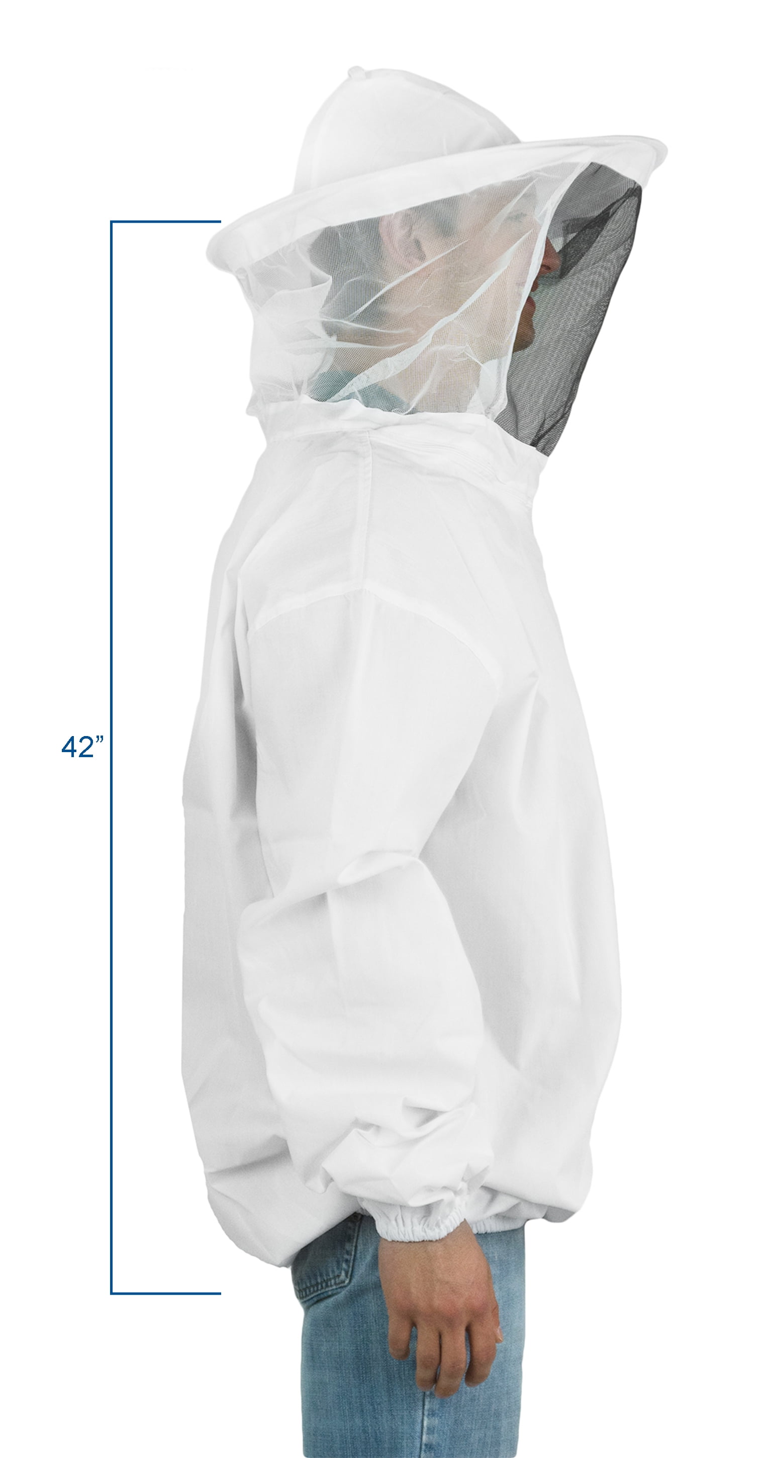 Protective Beekeeping Jacket Veil Bee Suit Hat Pull Over Smock Suits White
