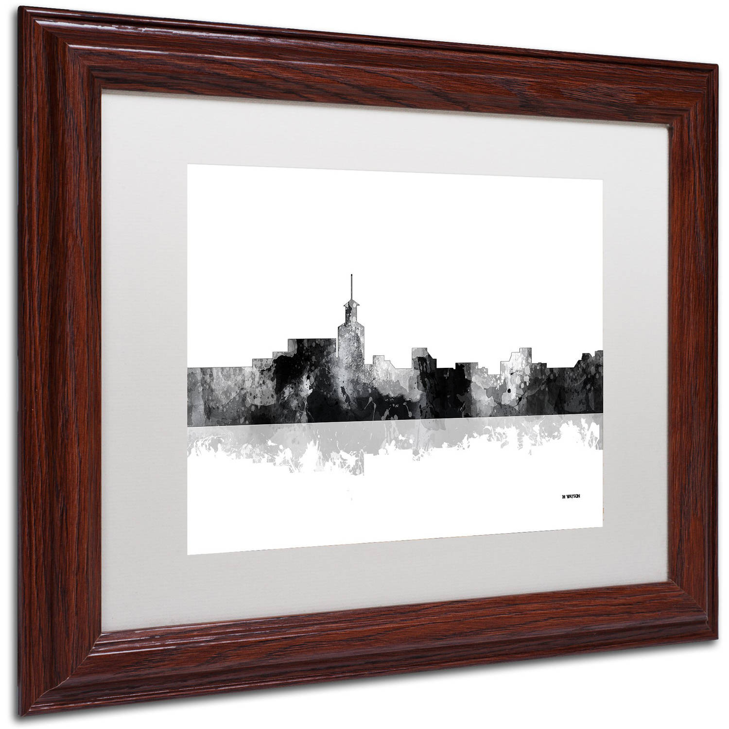 Trademark Fine Art "Santa Fe New Mexico Skyline BG-1" Canvas Art by Marlene Watson, White Matte, Wood Frame