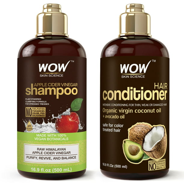WOW Apple Cider Vinegar Shampoo & Hair Conditioner Set - (2 x  Fl Oz /  500mL) - Increase