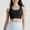 Black, variant on Butterluxe U Back Longline Sports Bras for Women - Scoop Neck Padded Yoga Workout Crop Top with Built in Pads S