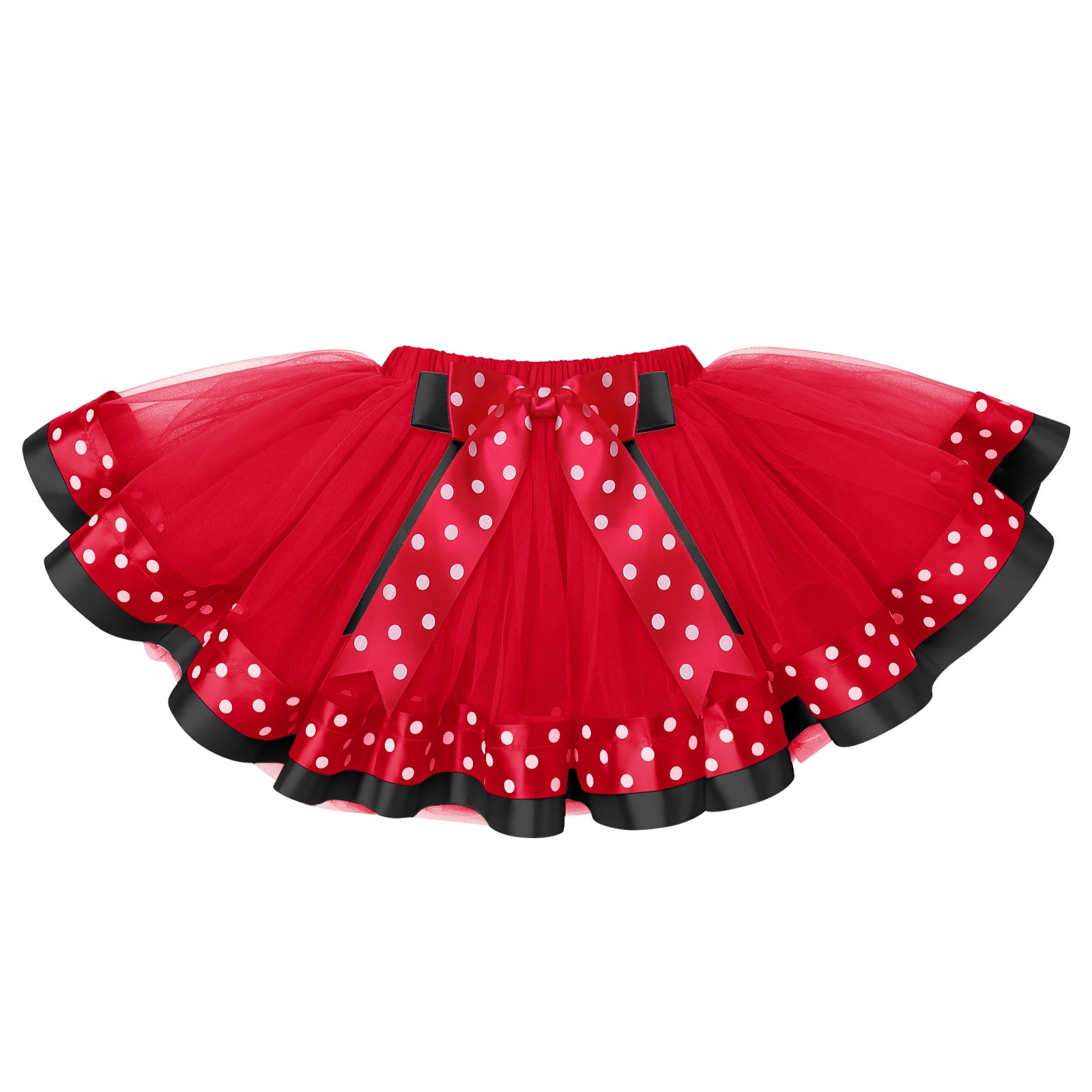 IBTOM CASTLE Toddler Girls Birthday Outfit Polka Dots Tops Tutu Skirt Mouse Ears Headband for Cake Smash Photo Shoot 4 Years Black + Red - Love Heart