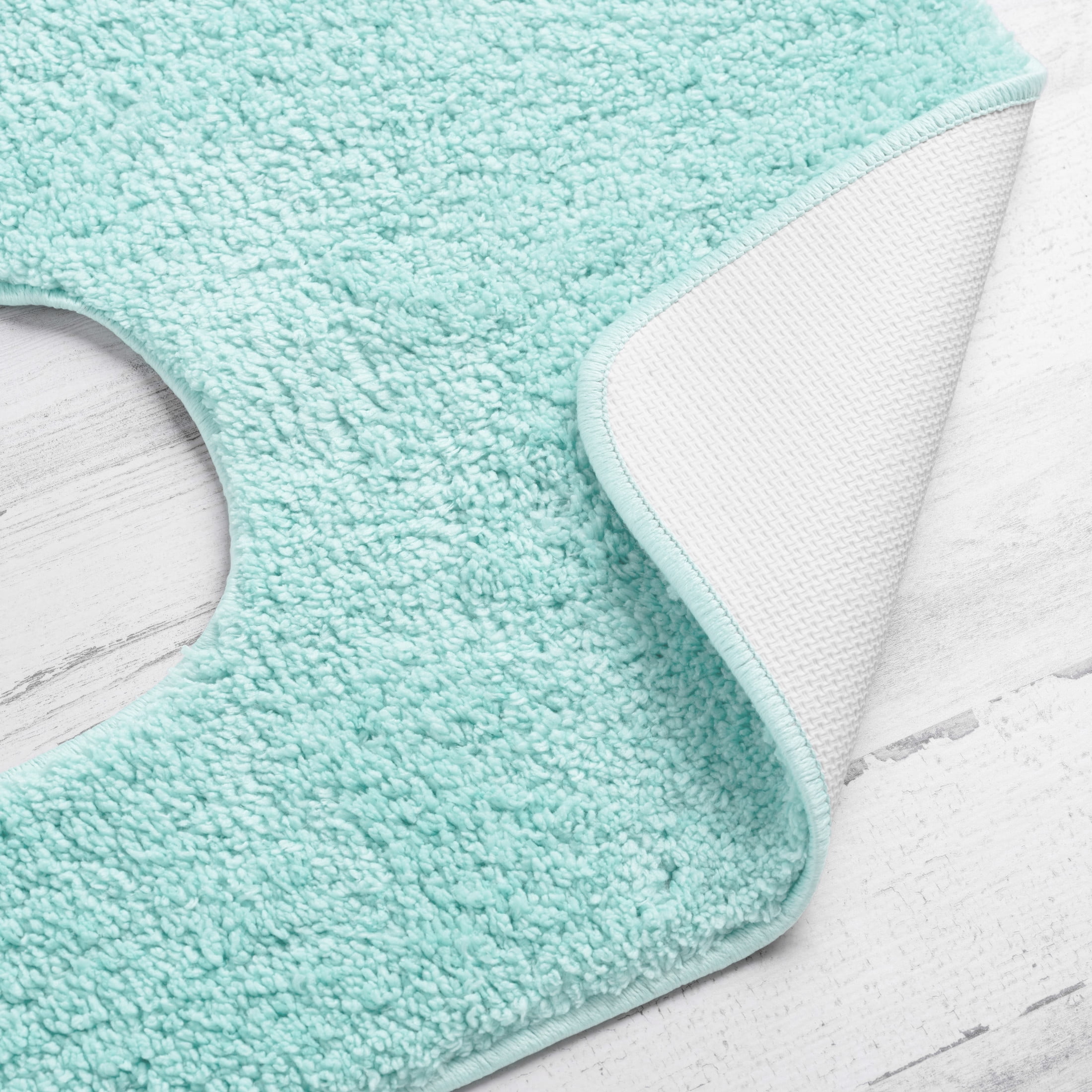 Mainstays Basic Polyester Contour Bath Rug, Aqua, 20" x 22"
